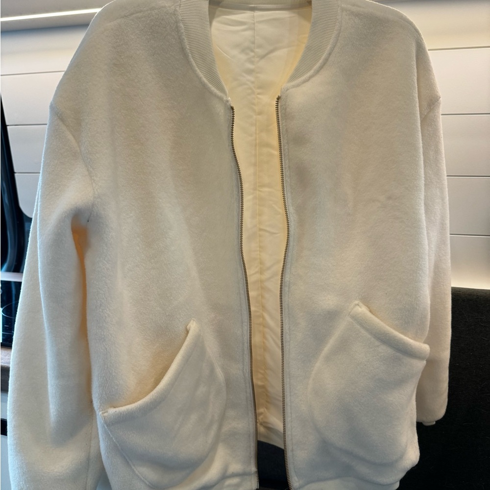 Cream/White Whitney Simmons Reversible Bomber Jacket M/L